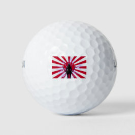 Japanische Flagge & Aufstieg Sun Samurai Warrior Golfball