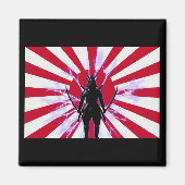 Japanische Flagge & Aufstieg Sun Samurai Warrior Magnet (Vorne)