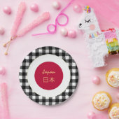 Japanische Flagge, Büffel, karierte und japanische Pappteller (Party)