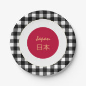Japanische Flagge, Büffel, karierte und japanische Pappteller (Vorderseite)