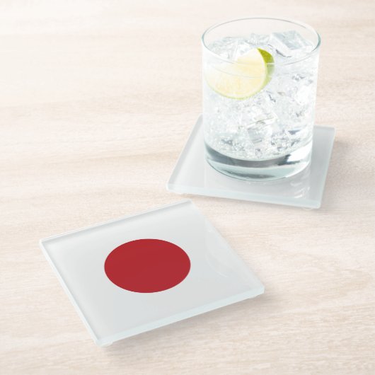 Japanische Flagge Glasuntersetzer (Schrägansicht)