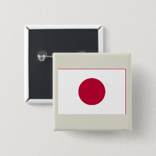 Japanische Flagge: Hinomaru, Nisshōki, Rote aufgeh Button