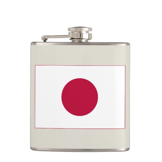 Japanische Flagge: Hinomaru, Nisshōki, rote aufste Flachmann (Vorderseite)