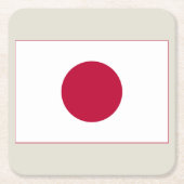 Japanische Flagge: Hinomaru, Nisshōki, rote aufste Rechteckiger Pappuntersetzer (Vorderseite)
