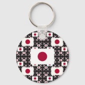 Japanische Flagge in schwarzen Ebenen Schlüsselanhänger (Vorderseite)