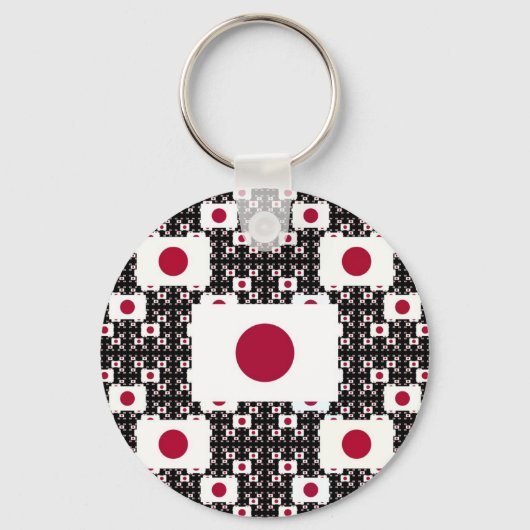 Japanische Flagge in schwarzen Ebenen Schlüsselanhänger (Vorderseite)