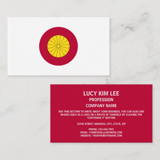Japanische Flagge & Kaiserliches Siegel, japanisch Visitenkarte (Vorne/Hinten)