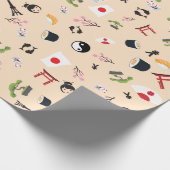 Japanische Flagge mit berühmten Symbolen Geschenkpapier (Ecke)