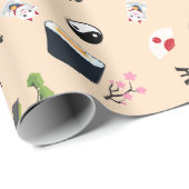 Japanische Flagge mit berühmten Symbolen Geschenkpapier (Rolleneckpunkt)