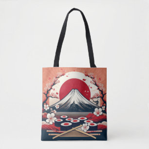 Japanische Flagge mit Sushi und Fuji Artwork Tasche