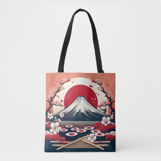 Japanische Flagge mit Sushi und Fuji Artwork Tasche (Vorderseite)