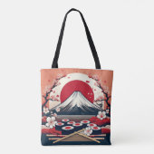 Japanische Flagge mit Sushi und Fuji Artwork Tasche (Rückseite)