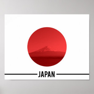 Japanische Flagge - Mount Fuji, Japan Poster