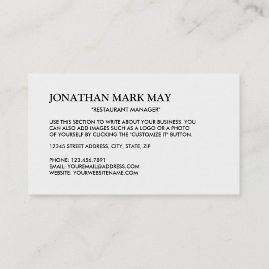 Japanische Flagge, Orientalisches Restaurant Visitenkarte (Rückseite)