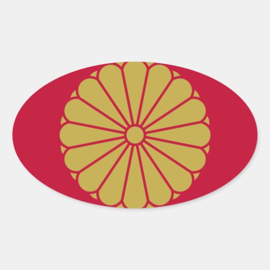 Japanische Flagge Ovaler Aufkleber (Vorderseite)