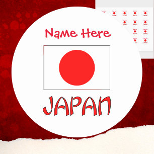 Japanische Flagge - Rote Personalisierung Runder Aufkleber