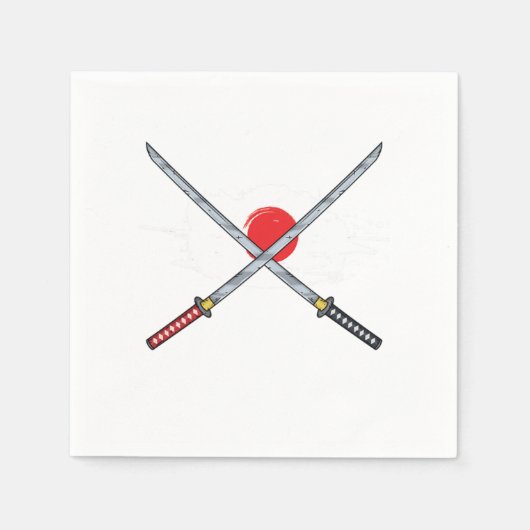 Japanische Flagge Schwert Japan Katana Kendo Samur Serviette (Vorderseite)