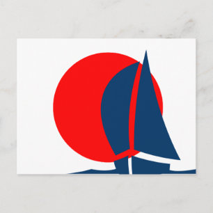 Japanische Flagge Segelboot Japan nautisch Postkarte