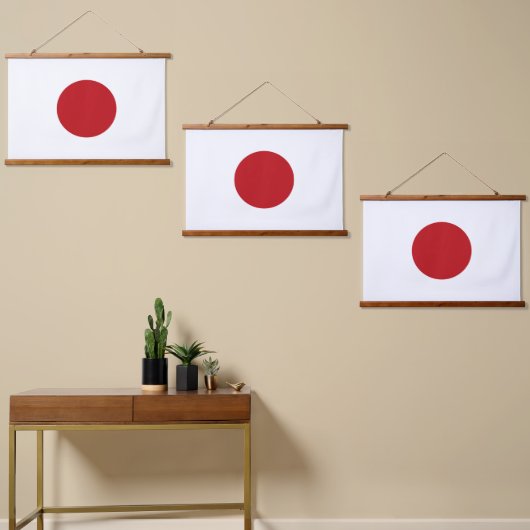 Japanische Flagge Wandteppich Mit Holzrahmen (Asymmetrisch)