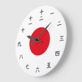 Japanische Flaggenuhr mit Hieroglyphen Große Wanduhr (Winkel)
