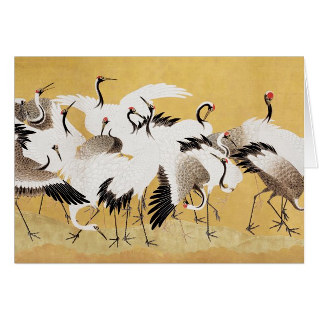 Japanische Flock Cranes Vintag Bird Rich Classic (Vorderseite (Horizontal))