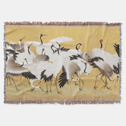 Japanische Flock Cranes Vintag Bird Rich Classic Decke (Vorderseite)