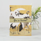 Japanische Flock Cranes Vintag Bird Rich Classic Einladung (Stehend Vorderseite)