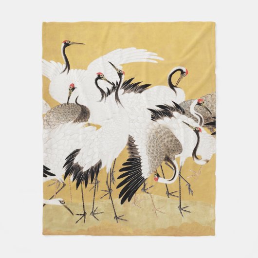 Japanische Flock Cranes Vintag Bird Rich Classic Fleecedecke (Vorderseite)