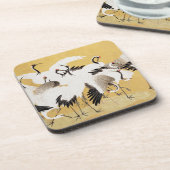 Japanische Flock Cranes Vintag Bird Rich Classic Getränkeuntersetzer (Linke Seite)