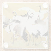 Japanische Flock Cranes Vintag Bird Rich Classic Glasuntersetzer (Rückseite)