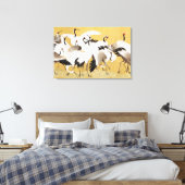 Japanische Flock Cranes Vintag Bird Rich Classic Leinwanddruck (Insitu (Schlafzimmer))