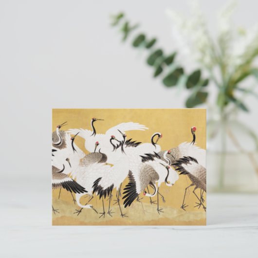 Japanische Flock Cranes Vintag Bird Rich Classic Postkarte (Stehend Vorderseite)