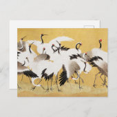 Japanische Flock Cranes Vintag Bird Rich Classic Postkarte (Vorne/Hinten)