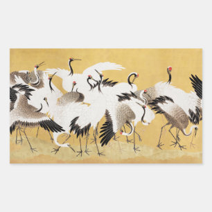 Japanische Flock Cranes Vintag Bird Rich Classic Rechteckiger Aufkleber