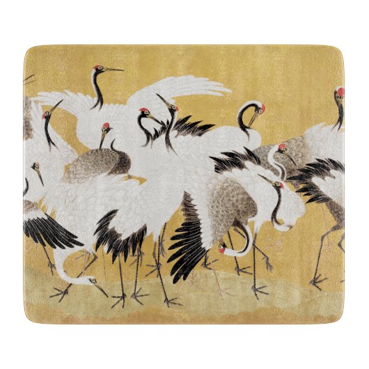 Japanische Flock Cranes Vintag Bird Rich Classic Schneidebrett (Vorderseite)
