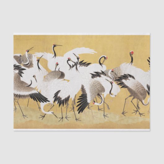 Japanische Flock Cranes Vintag Bird Rich Classic Seidenpapier (Vorderseite)