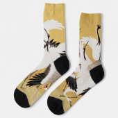 Japanische Flock Cranes Vintag Bird Rich Classic Socken (Linkes Detail)