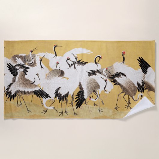 Japanische Flock Cranes Vintag Bird Rich Classic Strandtuch (Vorderseite)
