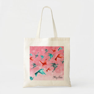 Japanische Flora und Origami Crane Design Tote Bag Tragetasche