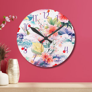 Japanische florale farbenfrohe Küche Blume Runde Wanduhr