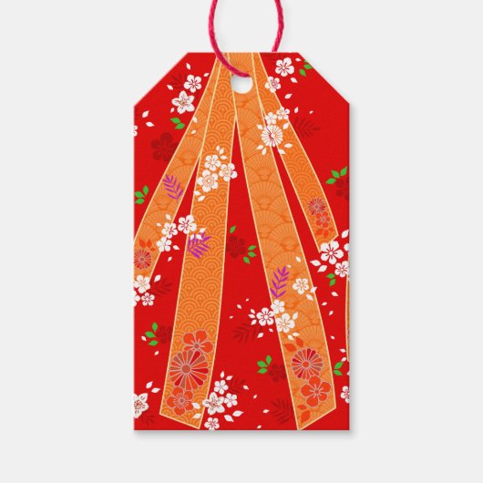 Japanische florale Kimono Muster Spring Geschenkanhänger (Vorderseite)