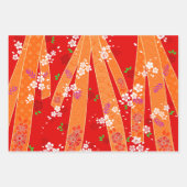 Japanische florale Kimono Muster Spring Geschenkpapier Set (Vorderseite 3)