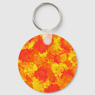 Japanische florale orangefarbene Muster Schlüsselanhänger