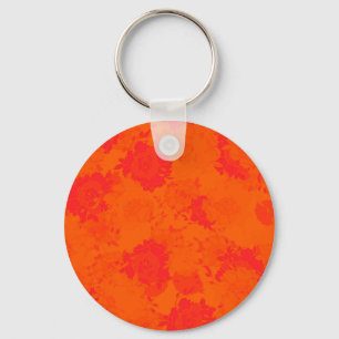 Japanische florale orangefarbene Muster Schlüsselanhänger
