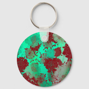 Japanische florale rote Muster. Schlüsselanhänger
