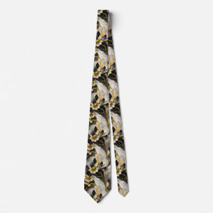 Japanische Florale Schwarz Gold Krawatte