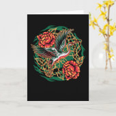 Japanische Flugkrane mit Rose Design Karte (Gelbe Blume)