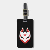 Japanische Fox-Maske auf schwarz Gepäckanhänger (Vorderseite vertikal)