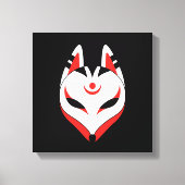Japanische Fox-Maske auf schwarz Leinwanddruck (Vorderseite)
