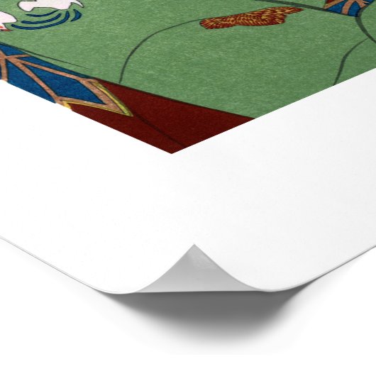 Japanische Frau, die Rouge bewirbt - Goyō Hashiguc Poster (Ecke)